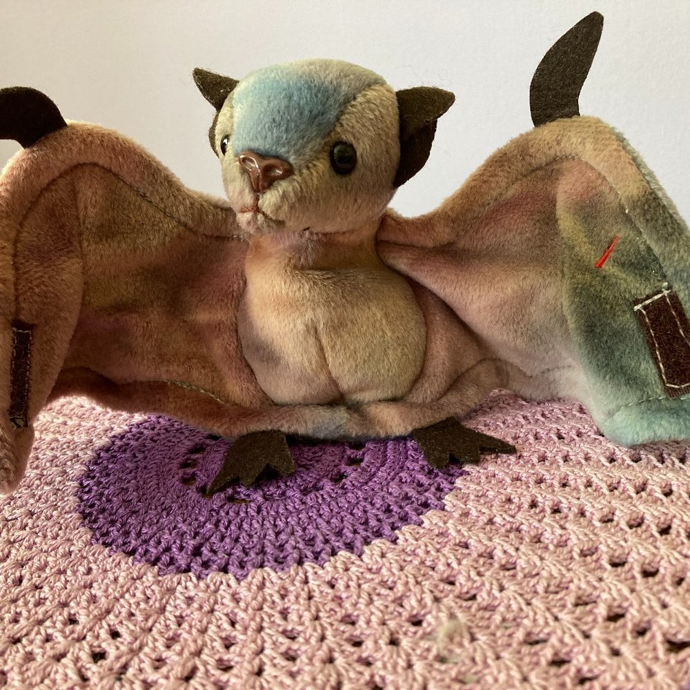 Batty TY Beanie Babies, tie dyed , bat 90s